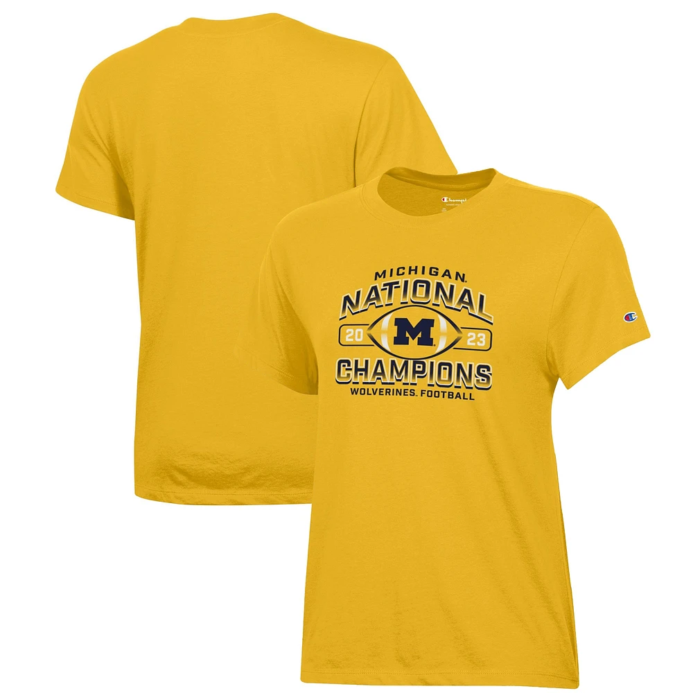 Championne féminine Maize Michigan Wolverines College Football Playoff 2023 T-shirt des champions nationaux