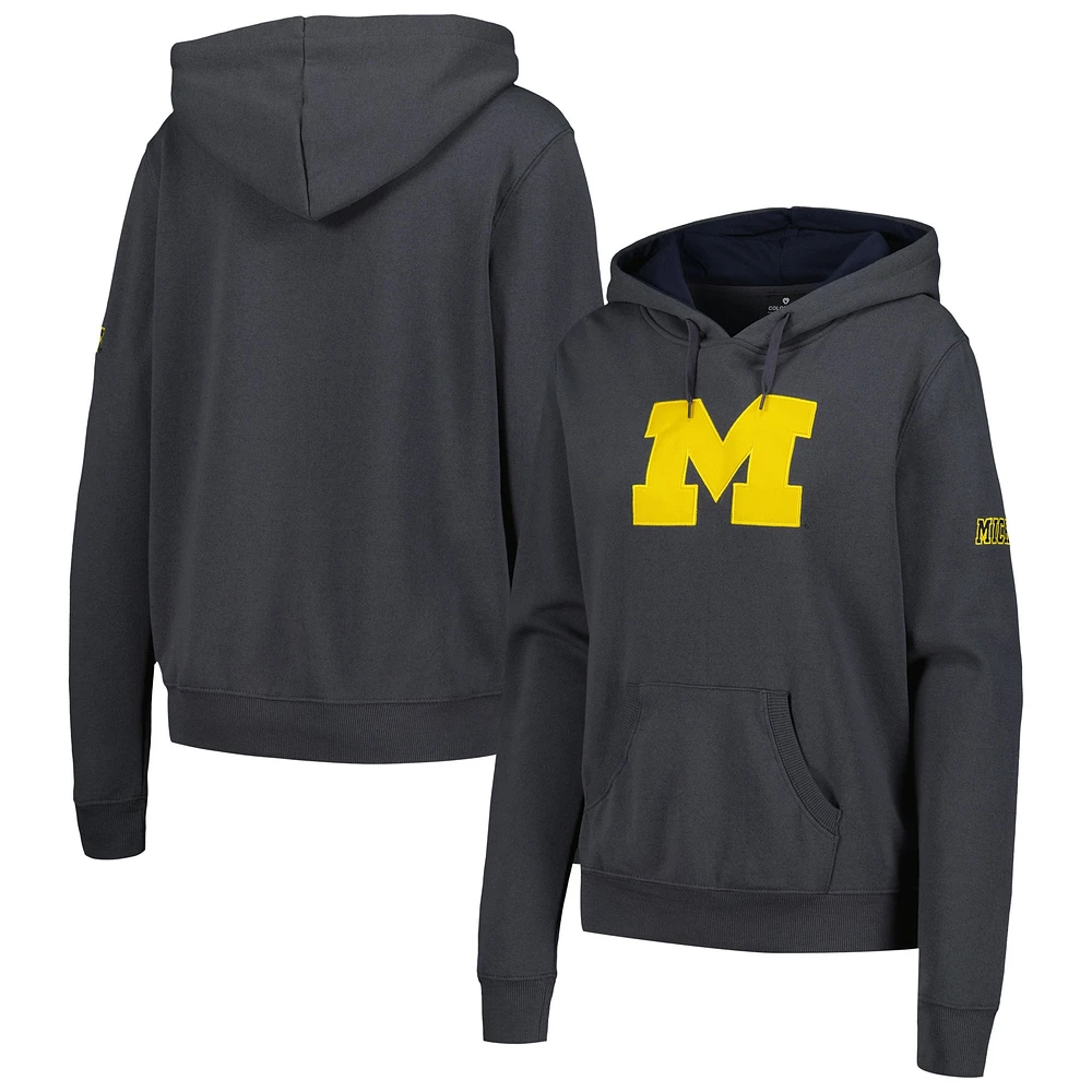 Chandail à capuchon avec gros logo Michigan Wolverines Team pour femmes, anthracite