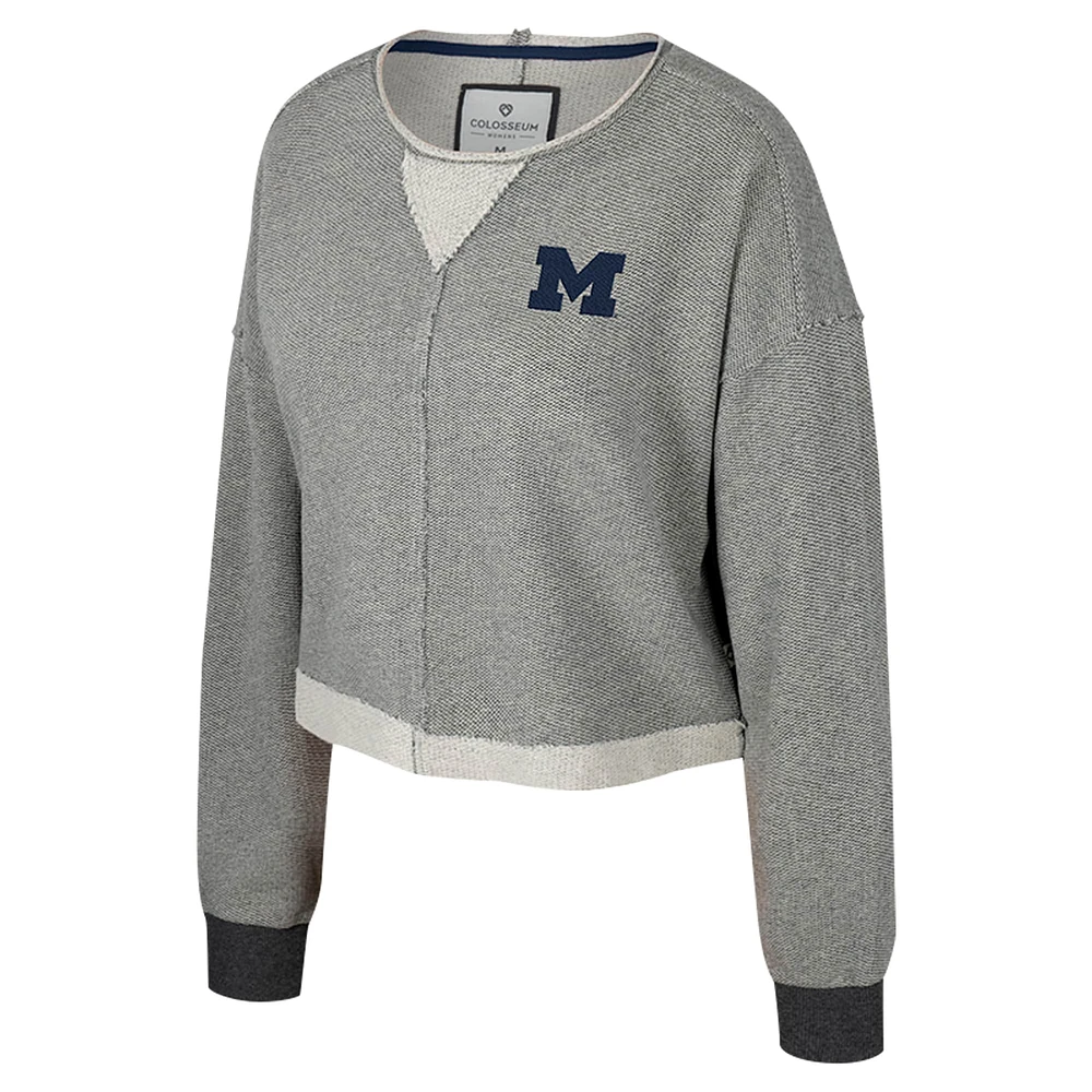 Sweat-shirt court à encolure dégagée Magnum Michigan Wolverines pour femme Colosseum Anthracite