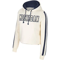 Women's Colosseum Cream Michigan Wolverines Perfect Date Cropped Pullover Hoodie