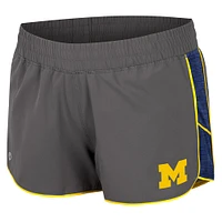 Women's Colosseum Gray Michigan Wolverines Pull The Switch Running Shorts