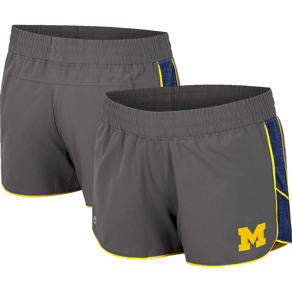 Short de course Colosseum gris Michigan Wolverines Pull The Switch pour femmes