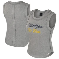 Women's Colosseum Heather Gray Michigan Wolverines Beach You Ribbed Tank Top