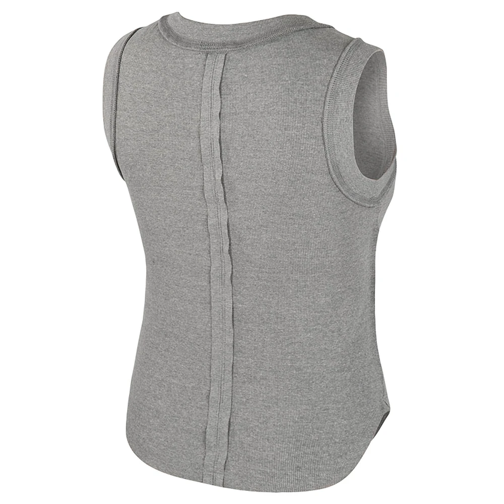 Women's Colosseum Heather Gray Michigan Wolverines Beach You Ribbed Tank Top
