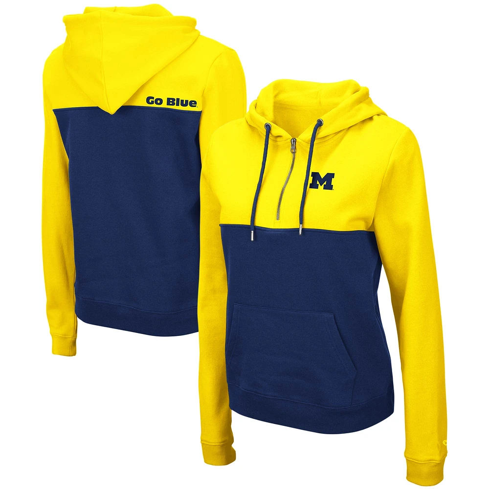 Sweat à capuche léger Colosseum Maize/Navy Michigan Wolverines Aidan pour femme