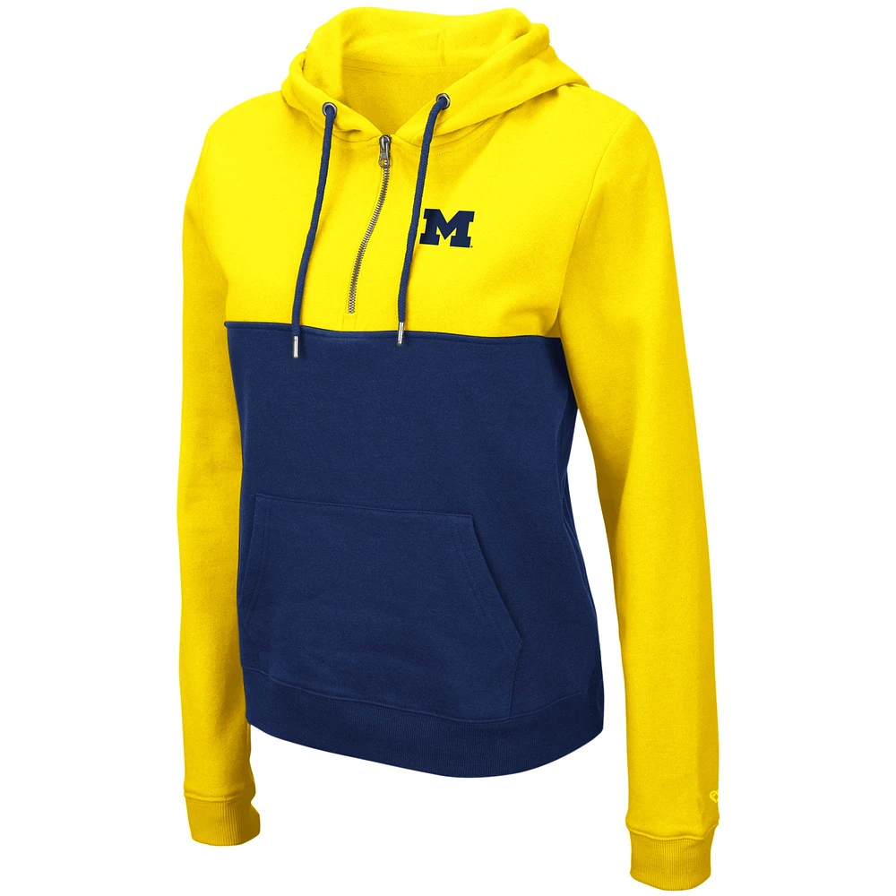 Sweat à capuche léger Colosseum Maize/Navy Michigan Wolverines Aidan pour femme