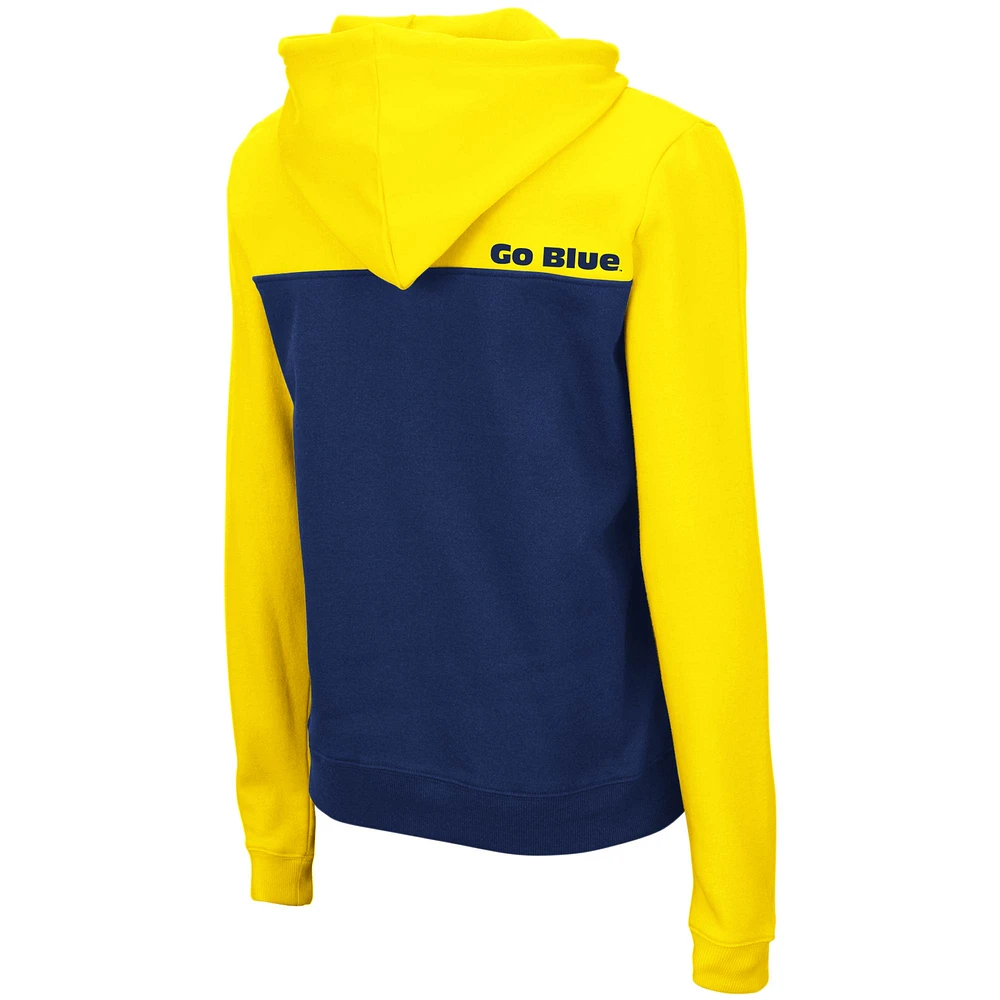 Sweat à capuche léger Colosseum Maize/Navy Michigan Wolverines Aidan pour femme