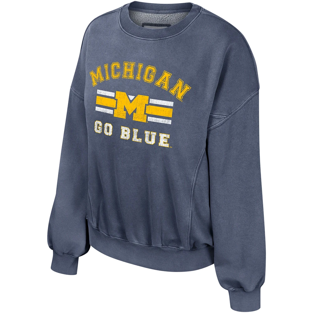 Sweat-shirt délavé Colosseum Navy Michigan Wolverines Audrey pour femmes