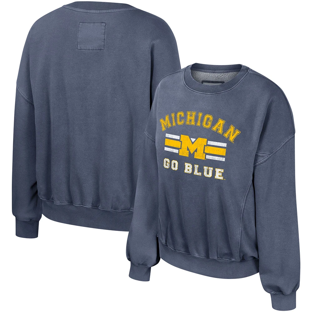 Sweat-shirt délavé Colosseum Navy Michigan Wolverines Audrey pour femmes