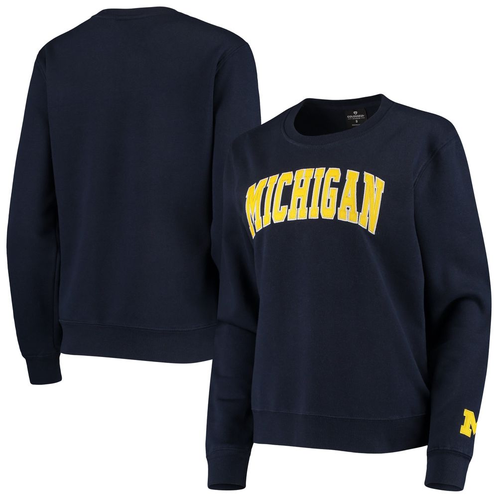 Women's Colosseum Navy Michigan Wolverines Campanile Pullover Sweatshirt