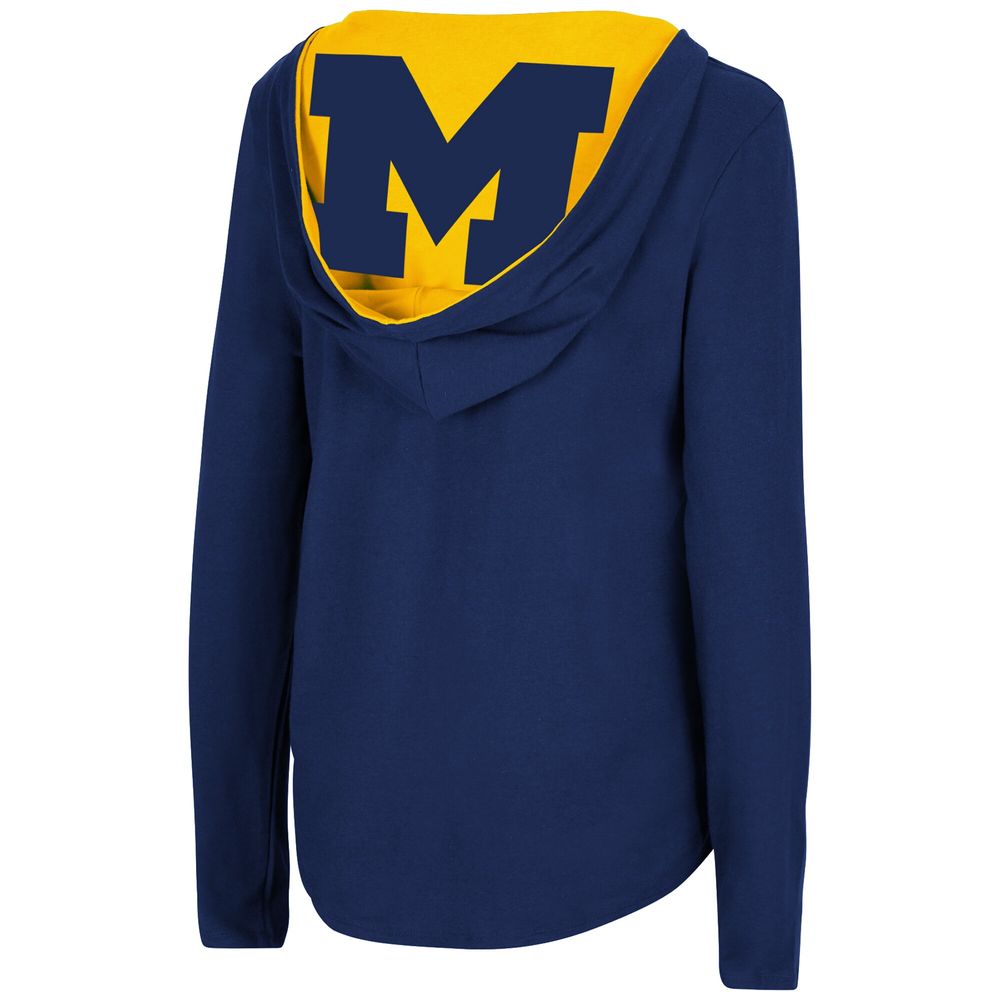 Women's Colosseum Navy Michigan Wolverines Catalina Hoodie Long Sleeve T-Shirt