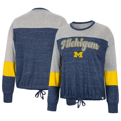 Michigan Wolverines Colosseum Women's Joanna Tie Front Long Sleeve T-Shirt - Navy
