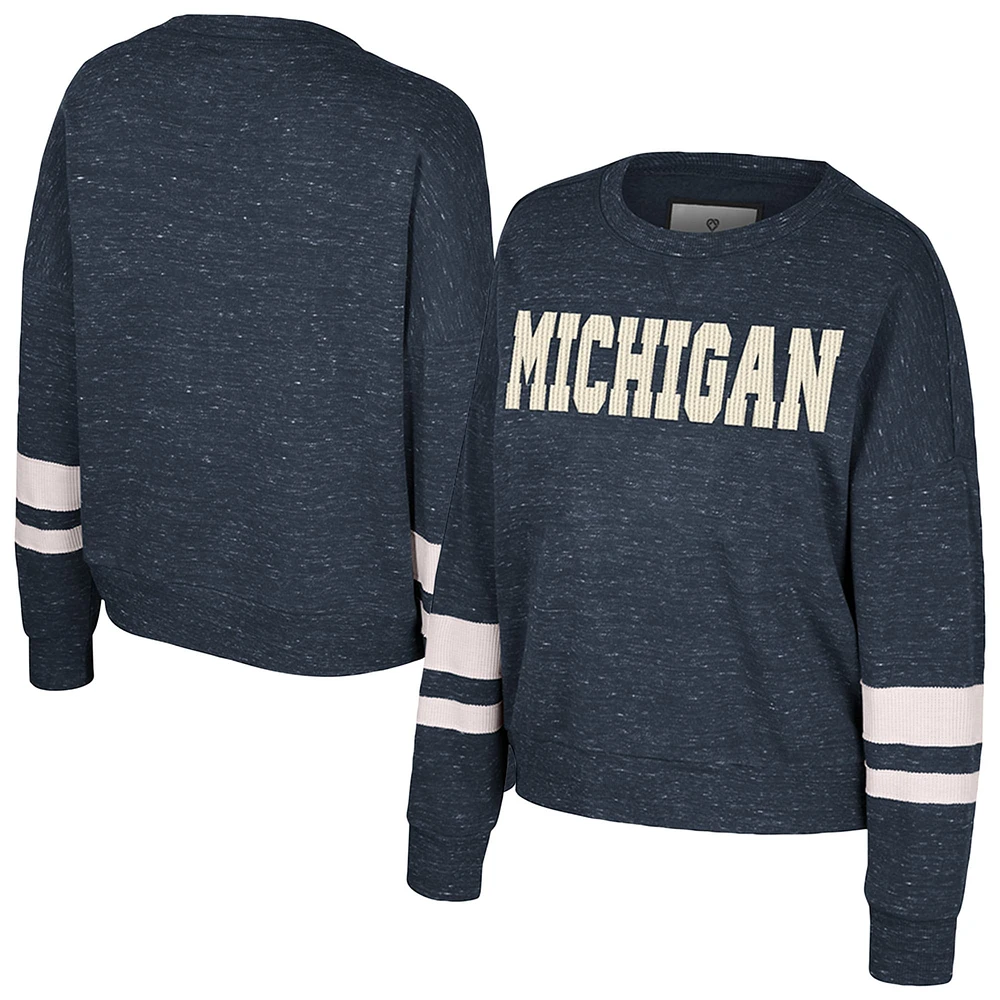 Sweat-shirt à enfiler pour femme Colosseum Navy Michigan Wolverines Lost City Speckle