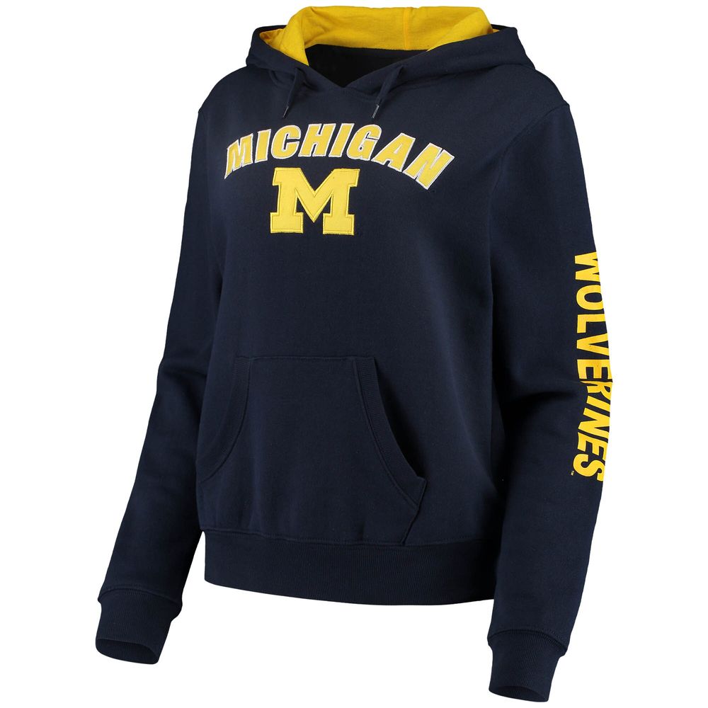 Women's Colosseum Navy Michigan Wolverines Loud and Proud Pullover Hoodie