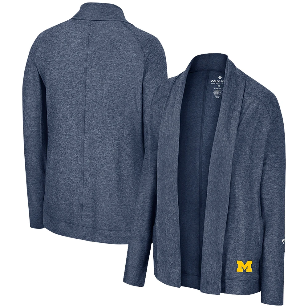 Women's Colosseum Navy Michigan Wolverines Morningside Cardigan Sweater