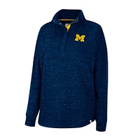 Women's Colosseum Navy Michigan Wolverines Natalie Speckled Quarter-Snap Top
