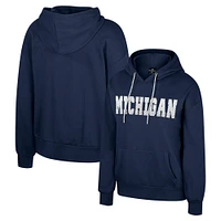 Sweat à capuche cordon de serrage et strass pour femme Colosseum Navy Michigan Wolverines Reflection