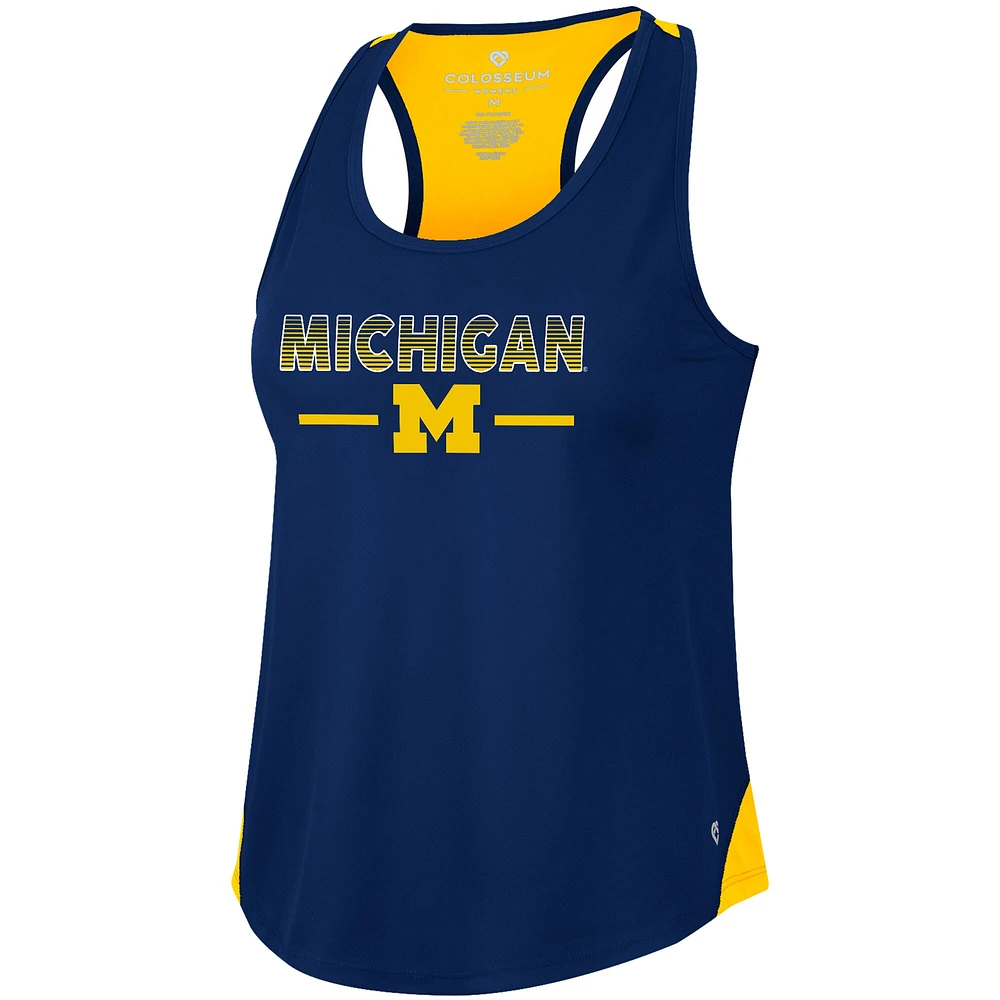 Colosseum Navy Michigan Wolverines Sachs 2-Hit Scoop Neck Racerback Tank Top pour femme