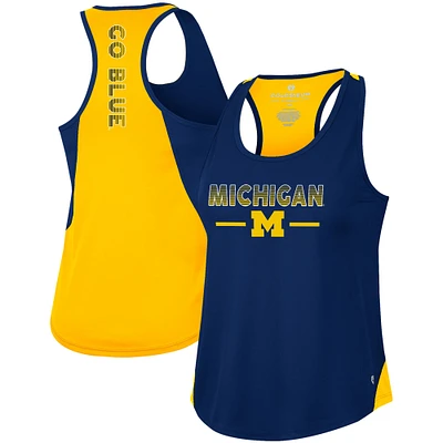 Colosseum Navy Michigan Wolverines Sachs 2-Hit Scoop Neck Racerback Tank Top pour femme