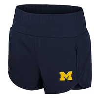 Short taille haute à smocks Stop By pour femme Colosseum Navy Michigan Wolverines