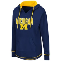 Women's Colosseum Navy Michigan Wolverines Tunic Pullover Hoodie