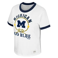 T-shirt Colosseum x Wrangler pour femme, Michigan Wolverines Freehand Ringer, blanc