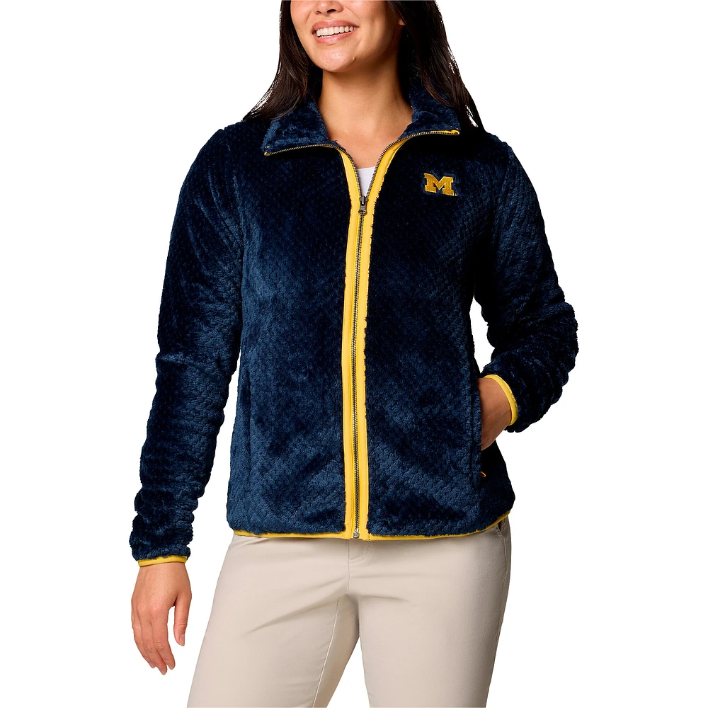 Women's Columbia  Navy Michigan Wolverines Fireside II Sherpa Full-Zip Jacket