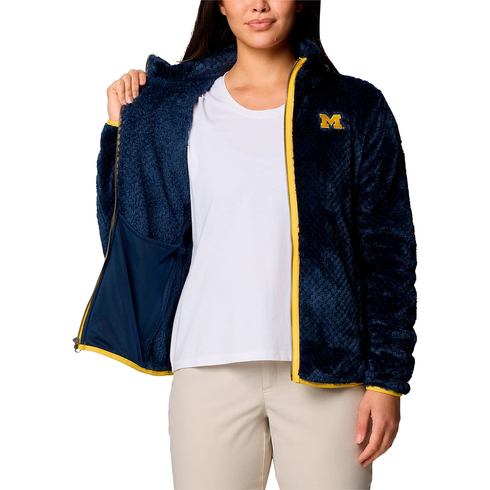 Women's Columbia  Navy Michigan Wolverines Fireside II Sherpa Full-Zip Jacket