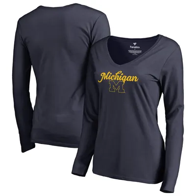 Michigan Wolverines Fanatics Branded Women's Freehand Long Sleeve T-Shirt - Navy