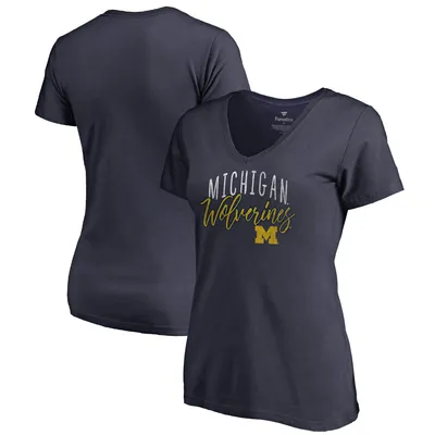 Michigan Wolverines Fanatics Branded Women's Graceful V-Neck T-Shirt - Navy