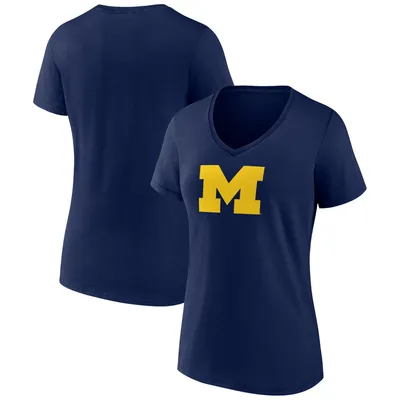 Michigan Wolverines Fanatics Branded Women's Team Logo V-Neck T-Shirt - Navy
