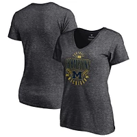 Women's Fanatics Charcoal Michigan Wolverines 2021 Big Ten Football Conference Champions V-Neck T Shirt