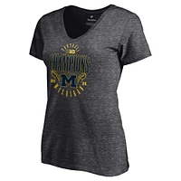 T-shirt à col en V pour femmes Fanatics Charcoal Michigan Wolverines 2021 Big Ten Football Conference Champions