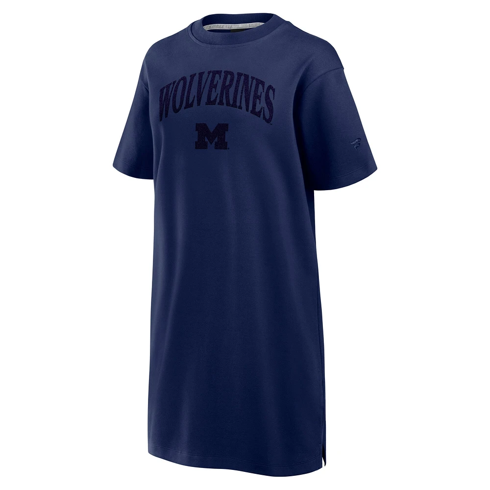 Robe t-shirt bleu marine Michigan Wolverines Elements Go Tri-Blend Fanatics pour femme