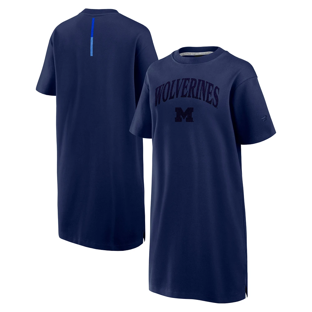 Women's Fanatics Navy Michigan Wolverines Elements Go Tri-Blend T-Shirt Dress