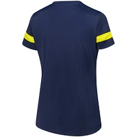 T-shirt à lacets pour femme Fanatics Navy Michigan Wolverines grande taille Overtime Readiness