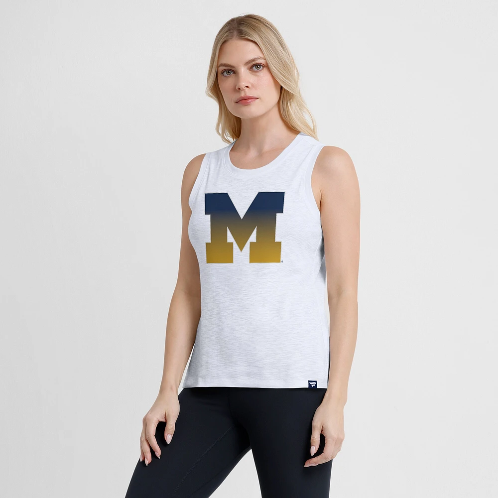 Women's Fanatics White Michigan Wolverines Activate Slub Tank Top