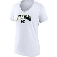 Women's Fanatics White Michigan Wolverines Campus V-Neck T-Shirt