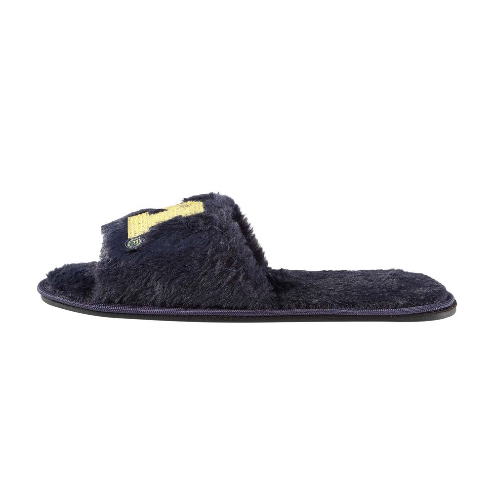 Women's FOCO Navy Michigan Wolverines Rhinestone Fuzzy Slippers