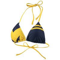 Women's FOCO Navy Michigan Wolverines Wordmark Bikini Top