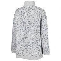 Women's Gameday Couture Heather Gray Michigan Wolverines Leopard Quarter-Zip Sweatshirt
