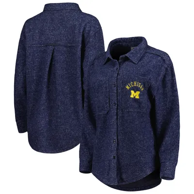 Michigan Wolverines Gameday Couture Women's Switch It Up Tri-Blend Button-Up Shacket - Navy