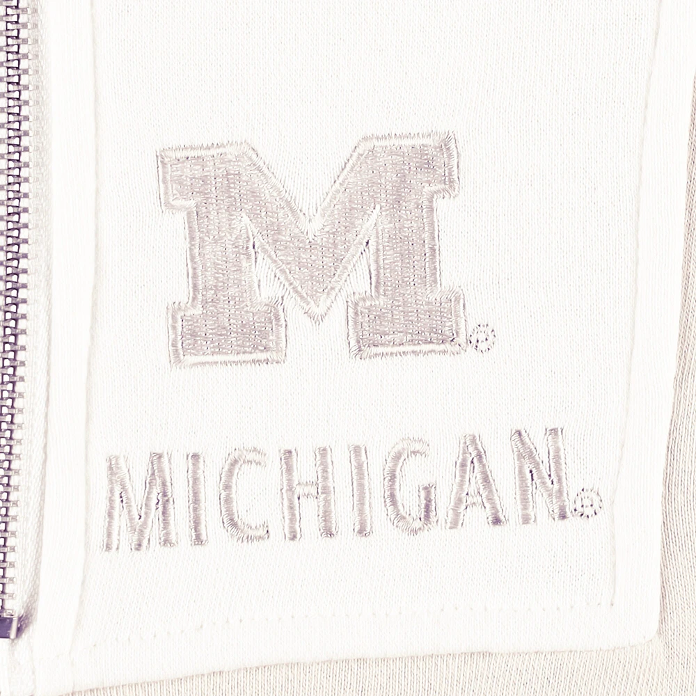 Women's Gameday Couture Tan/White Michigan Wolverines Color-Block Quarter-Zip Jacket