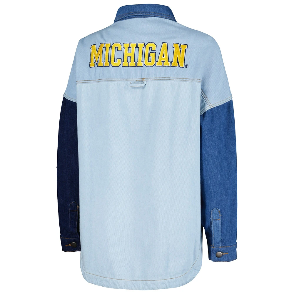 Women's Hype and Vice Denim Michigan Wolverines Multi-Hit Hometown Full-Snap Jacket