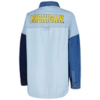 Veste à boutons-pression multi-coups Hype and Vice Denim Michigan Wolverines Hometown pour femmes