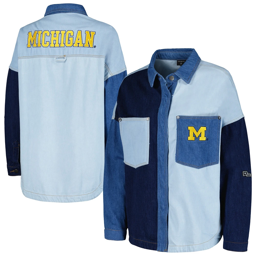 Women's Hype and Vice Denim Michigan Wolverines Multi-Hit Hometown Full-Snap Jacket