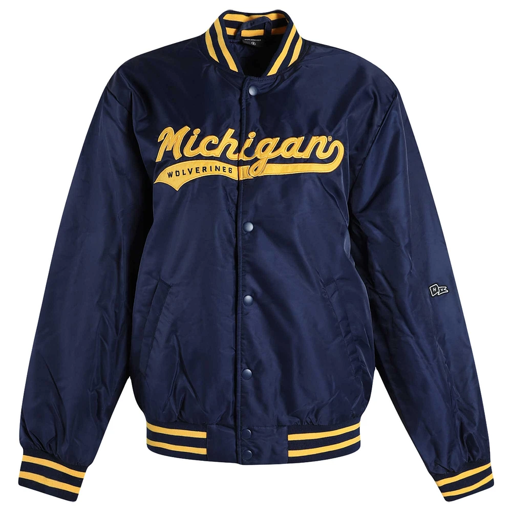 Veste à boutons-pression intégrale A-Game Varsity des Michigan Wolverines pour femme Hype and Vice Navy