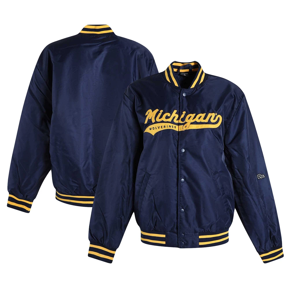 Veste à boutons-pression intégrale A-Game Varsity des Michigan Wolverines pour femme Hype and Vice Navy