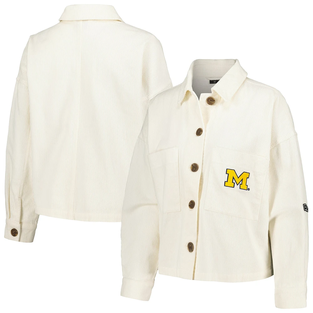 Veste boutonnée en velours côtelé Hype and Vice White Michigan Wolverines pour femmes