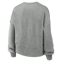 Women's Jordan Brand Heather Gray Michigan Wolverines Essential Fleece Oversized Logo Pullover Sweatshirt